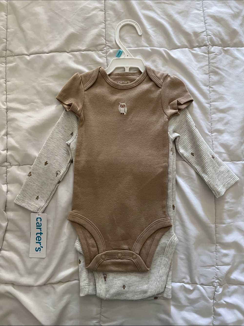 Carter's Brown and Cream Owl Long-Sleeve Baby One-Pieces (2-Pack)